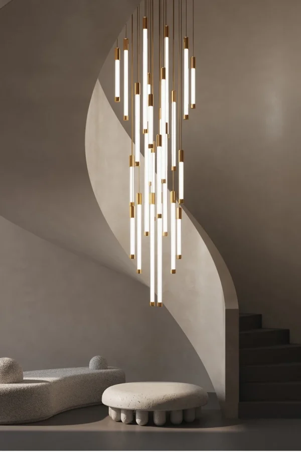 Lustre Moderno Tubular De Acrílico Branco Para Escadas - Image 4