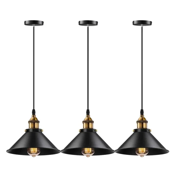 Pendente Forma Chapéu Chinês Design Industrial Preto - Image 2