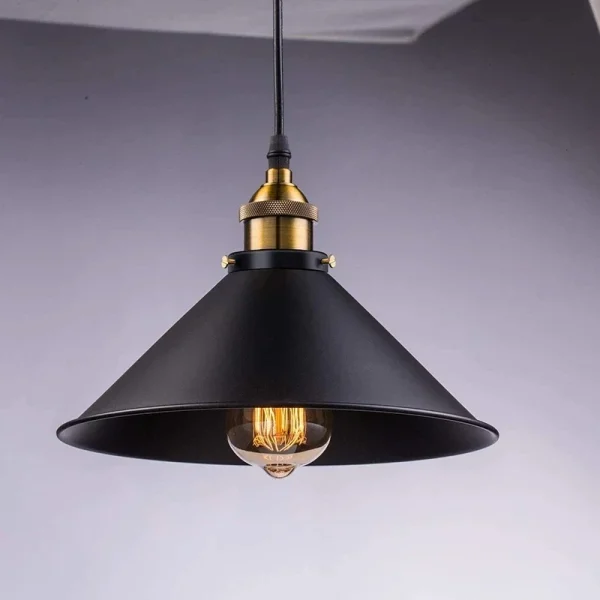 Pendente Forma Chapéu Chinês Design Industrial Preto