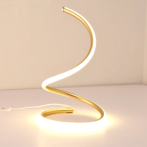 Luminária De Mesa Dourado Espiral Alumínio e LED Marca Miresa