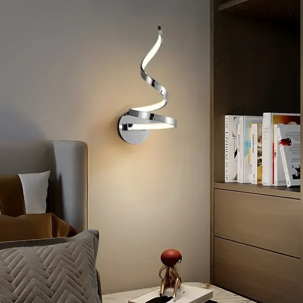Spiral Pyramid Wall Light in Aluminum and LED Light