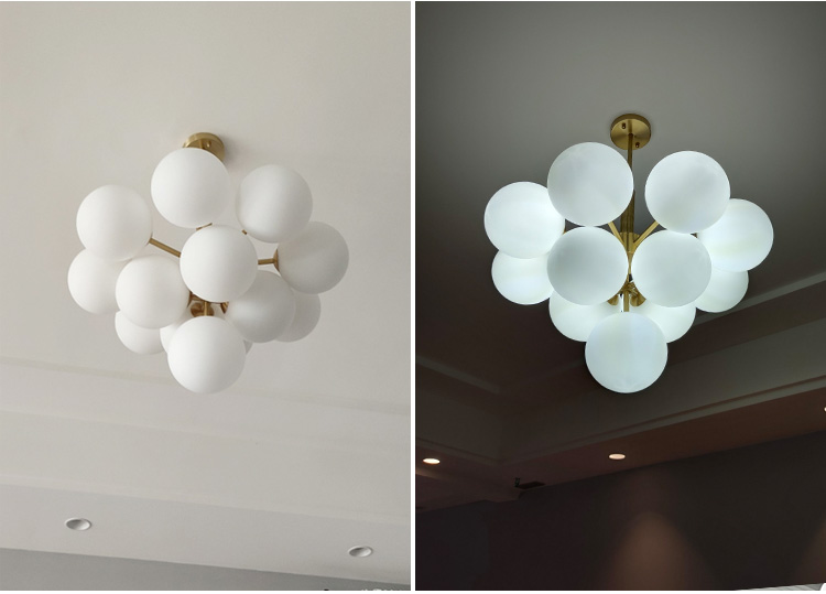 Modern Gold or Chrome Chandelier with White Balls 10 kf S1c9568fb90f44796bd3ba0bd841d63776 luminaires YustDesign Chandeliers and wall lights on sale and cheap