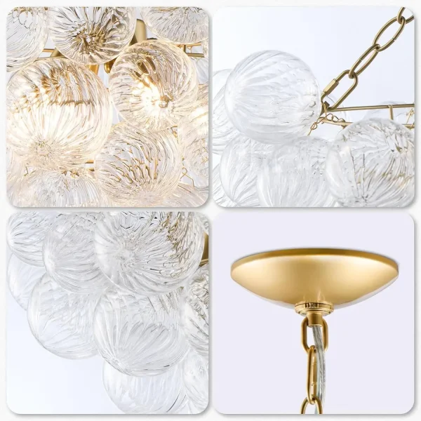 Striped Gold Chandelier With Glass Balls - Image 4
