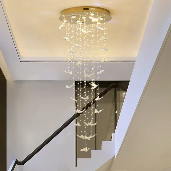 Lustre Grande Para Escadas De K9 Cristal Forma de Borboleta