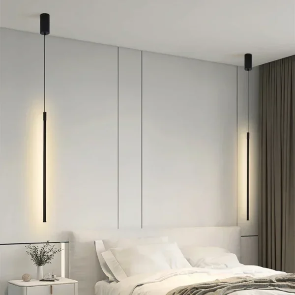 Minimalist Linear Tubular Pendant Light Black Aluminum - Image 3