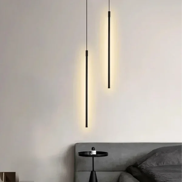 Minimalist Linear Tubular Pendant Light Black Aluminum - Image 2