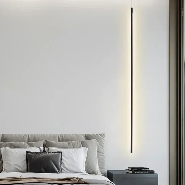 Minimalist Linear Tubular Pendant Light Black Aluminum - Image 4