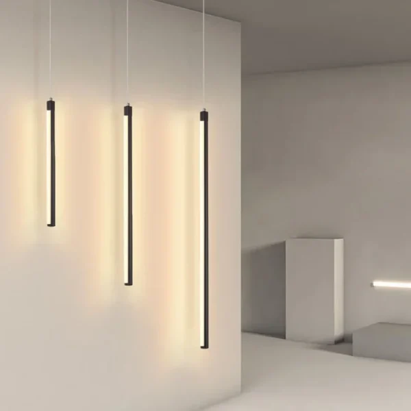 Minimalist Linear Tubular Pendant Light Black Aluminum