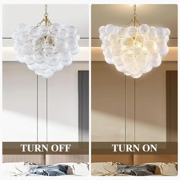 Striped Gold Chandelier With Glass Balls - Image 3
