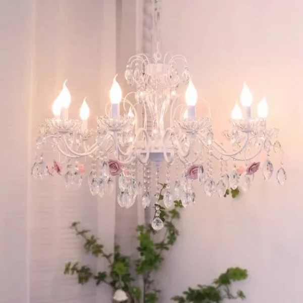 Lustre Provençal Romântico De Cristal