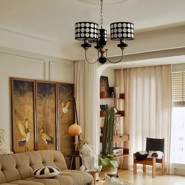 Wrought Iron Chandeliers and White and Black Dome - Image 3