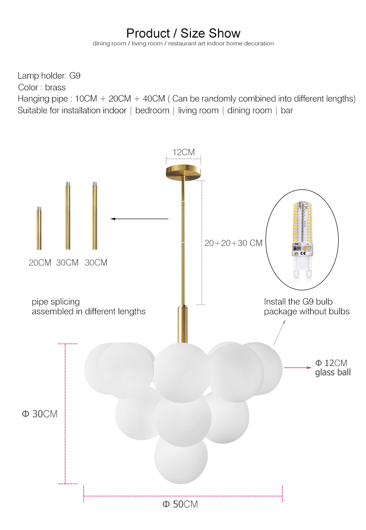 Modern Gold or Chrome Chandelier with White Balls 5 kf Sd1a4d3d5c0e8407cbc5a56c856fc68a52 luminaires YustDesign Chandeliers and wall lights on sale and cheap