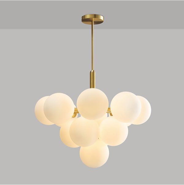 Modern Gold or Chrome Chandelier with White Balls