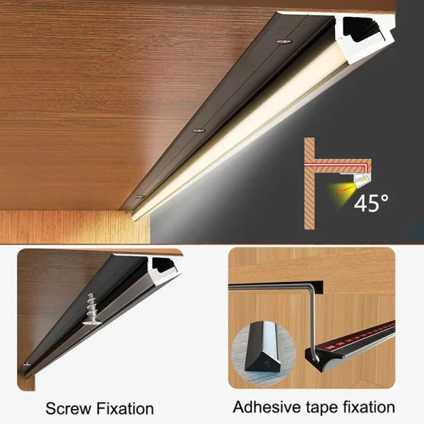 Perfil de LED Para Armário Fino 45° 12V