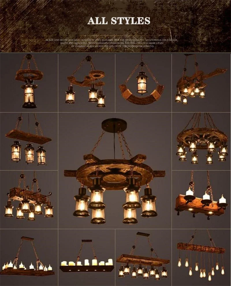 American Design Solid Retro Wooden Chandelier 11 kf Se6be42047573465fa6c8f26fb3448523i luminaires YustDesign Chandeliers and wall lights on sale and cheap