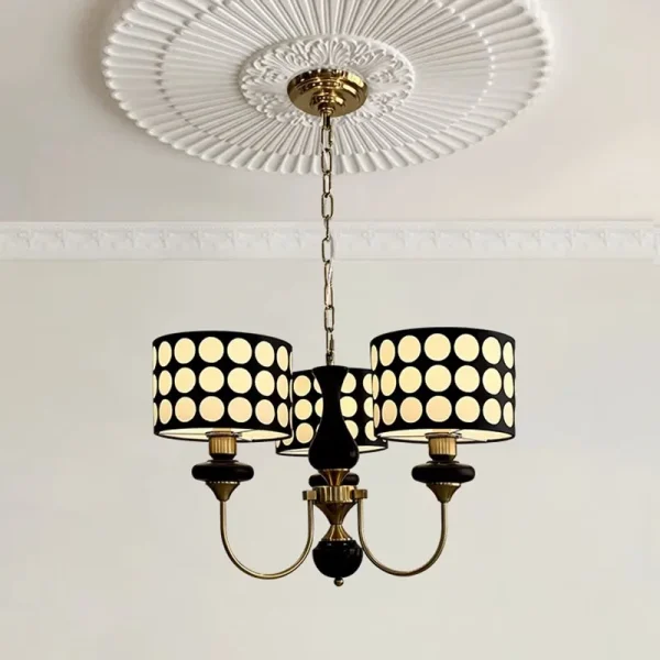 Wrought Iron Chandeliers and White and Black Dome