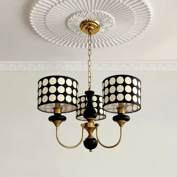 Wrought Iron Chandeliers and White and Black Dome - Image 2