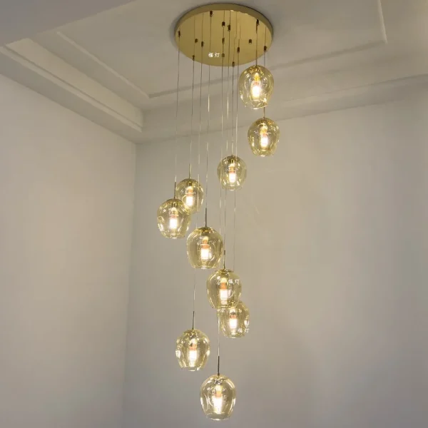 Large Chandelier for Spiral Duplex Staircase